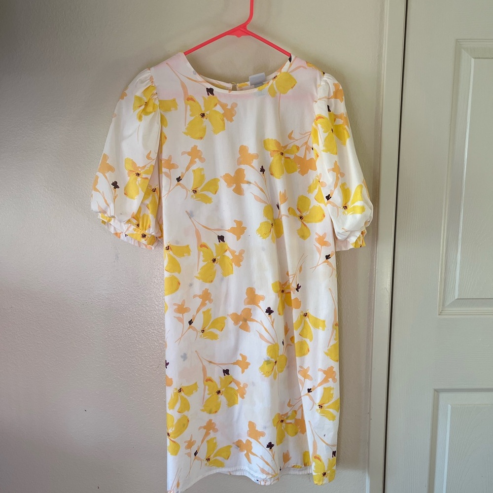 Floral Yellow and White Kids Dress